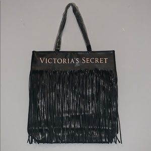 Black Victoria Secret Tote with fringe